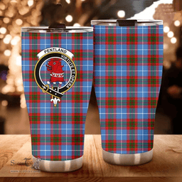 Scottish Pentland Clan Tartan Tumbler - Curved Glitter Tumbler Scottish Plaid Tartan Plaid