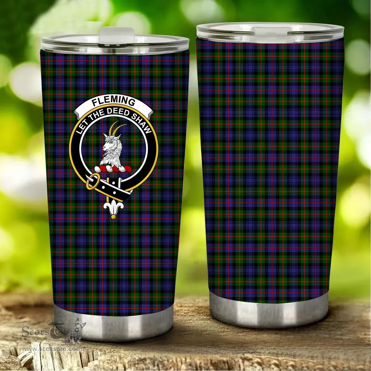 Scottish Fleming Clan Tartan Tumbler - Stainless Steel Glitter Tumbler Scottish Plaid Tartan Plaid