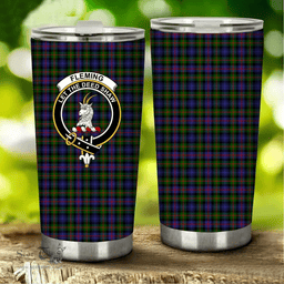 Scottish Fleming Clan Tartan Tumbler - Stainless Steel Glitter Tumbler Scottish Plaid Tartan Plaid