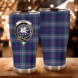 Scottish Nevoy Clan Tartan Tumbler - Curved Glitter Tumbler Scottish Plaid Tartan Plaid