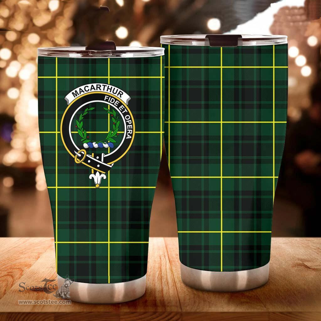 Scottish MacArthur Clan Tartan Tumbler - Curved Glitter Tumbler Scottish Plaid Tartan Plaid