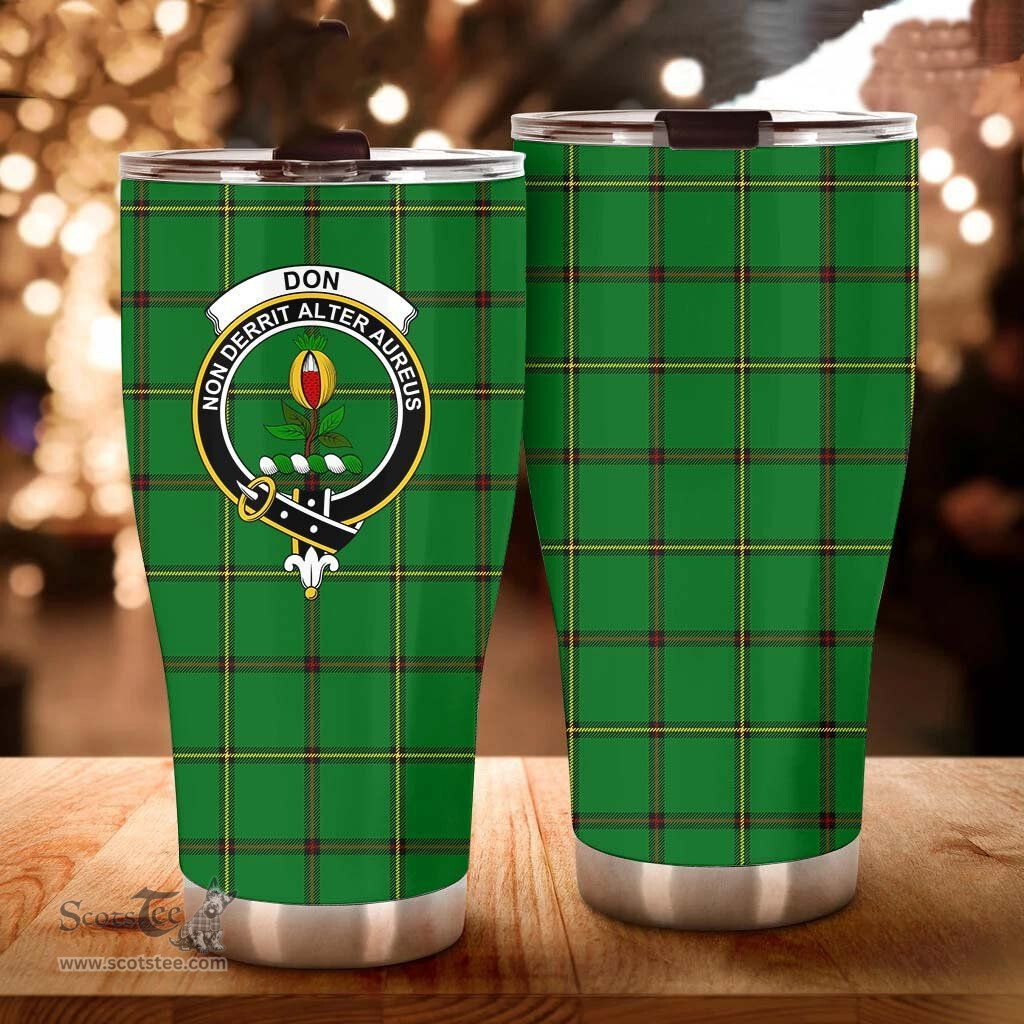 Scottish Don Clan Tartan Tumbler - Curved Glitter Tumbler Scottish Plaid Tartan Plaid