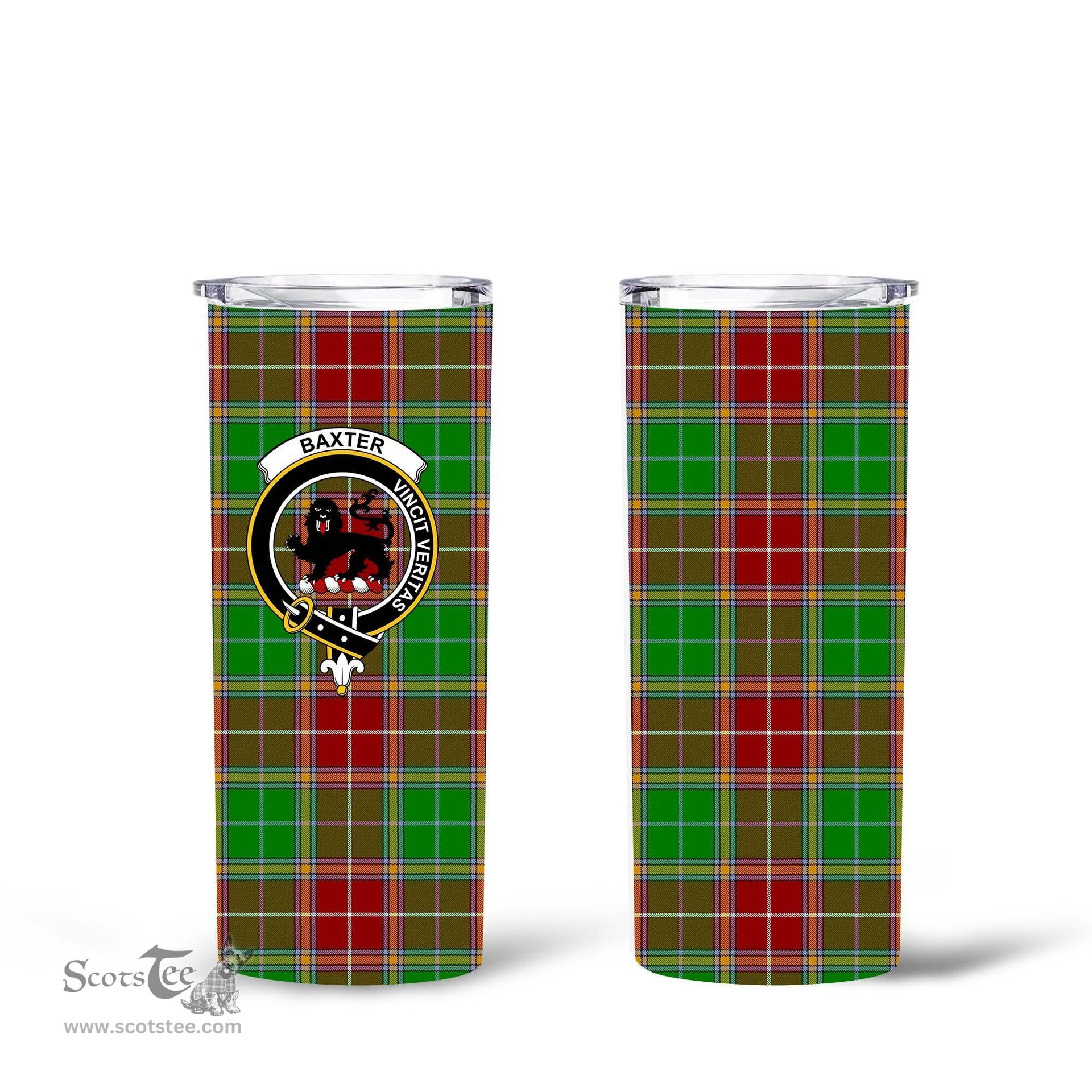 Scottish Baxter Clan Tartan Tumbler - Tall Glitter Tumbler Scottish Plaid Tartan Plaid