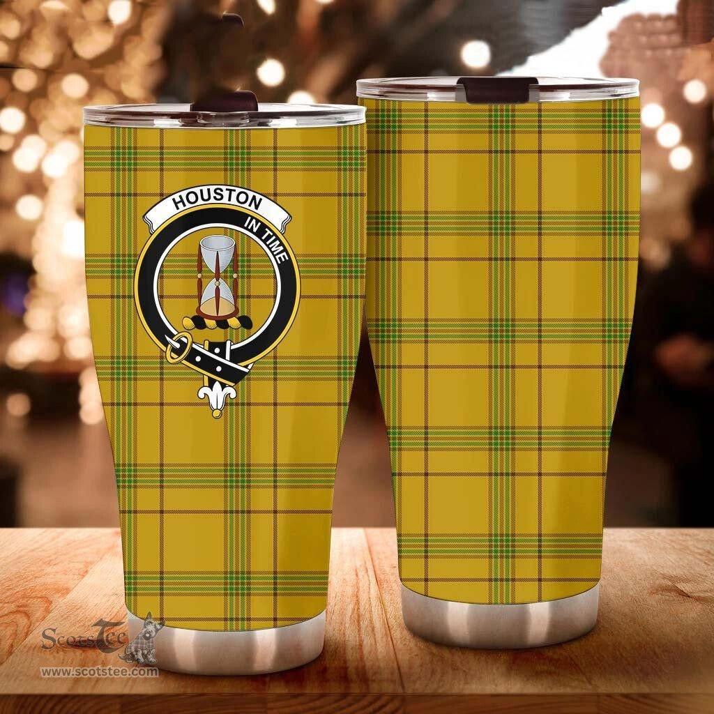 Scottish Houston Clan Tartan Tumbler - Curved Glitter Tumbler Scottish Plaid Tartan Plaid