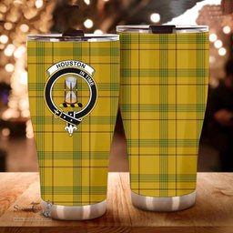 Scottish Houston Clan Tartan Tumbler - Curved Glitter Tumbler Scottish Plaid Tartan Plaid