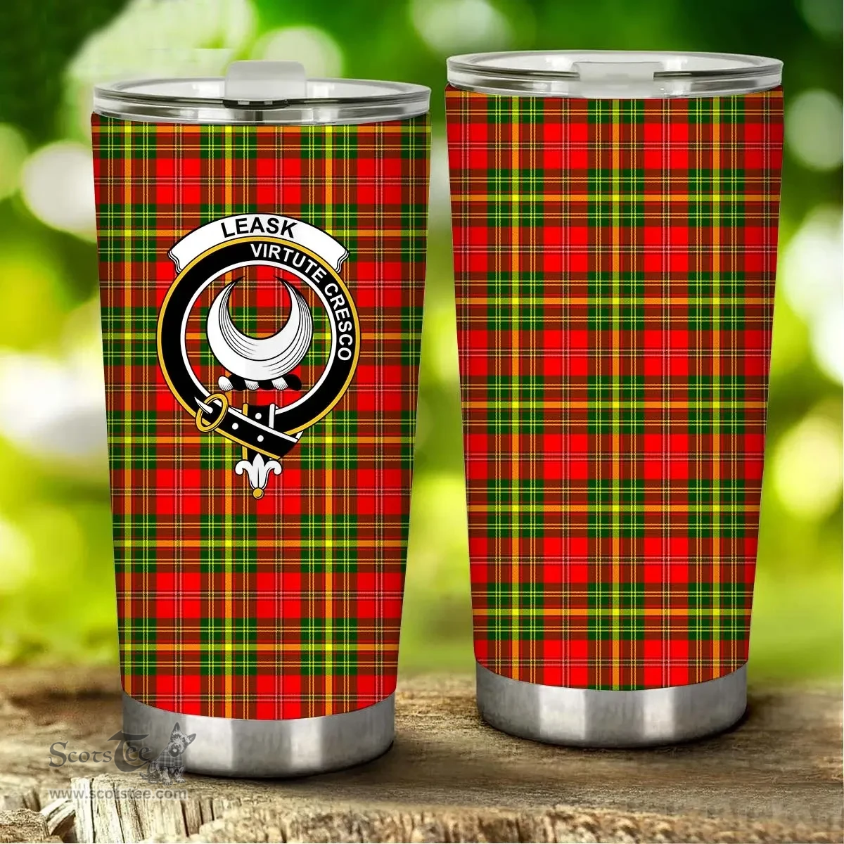 Scottish Leask Clan Tartan Tumbler - Stainless Steel Glitter Tumbler Scottish Plaid Tartan Plaid