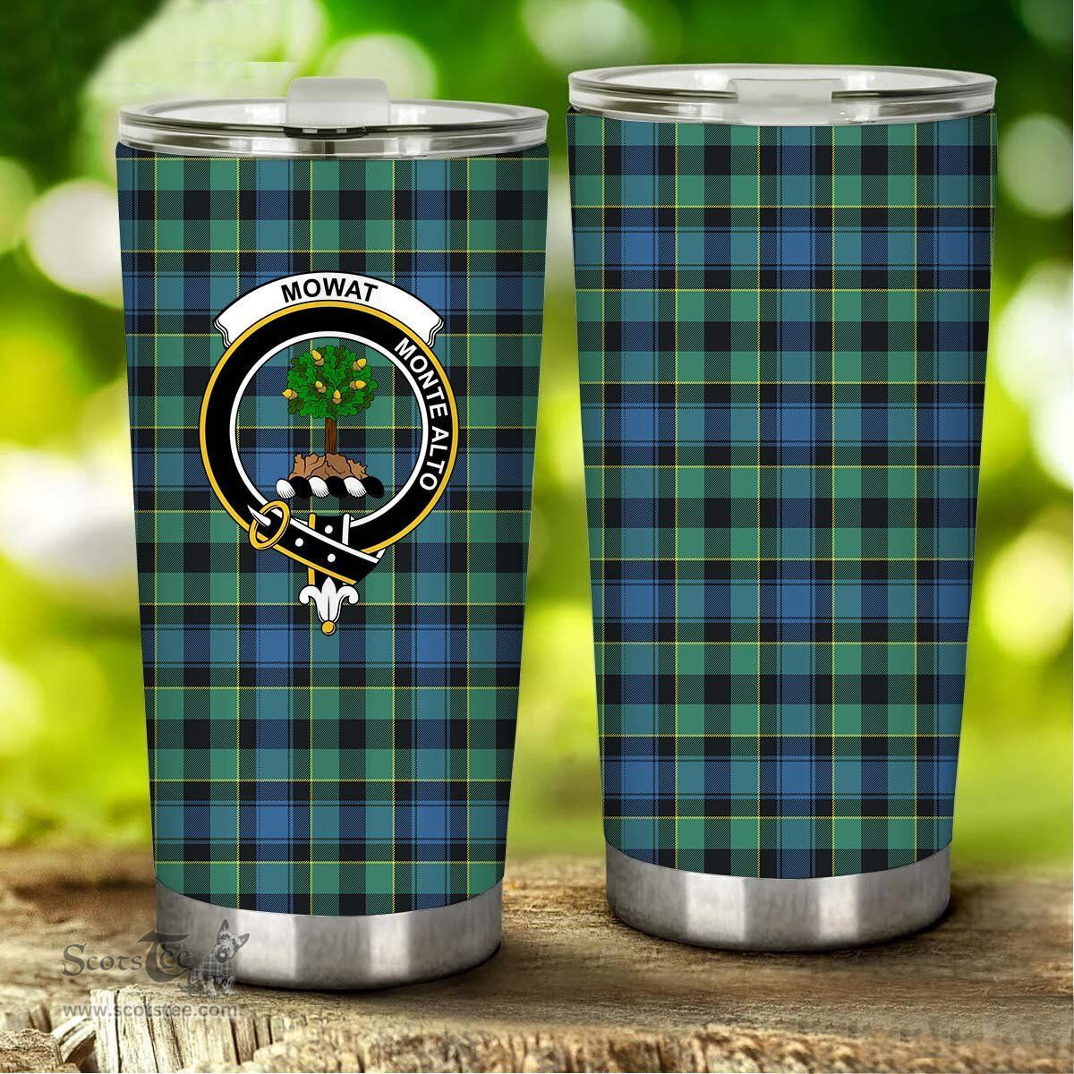 Scottish Mowat (of Inglistoun) Clan Tartan Tumbler - Stainless Steel Glitter Tumbler Scottish Plaid Tartan Plaid