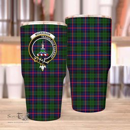 Scottish Morrison Clan Tartan Tumbler - Stainless Steel Glitter Tumbler Scottish Plaid Tartan Plaid