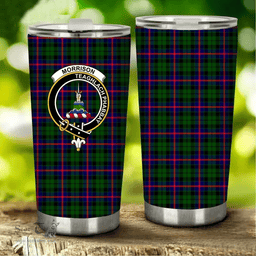 Scottish Morrison Clan Tartan Tumbler - Stainless Steel Glitter Tumbler Scottish Plaid Tartan Plaid