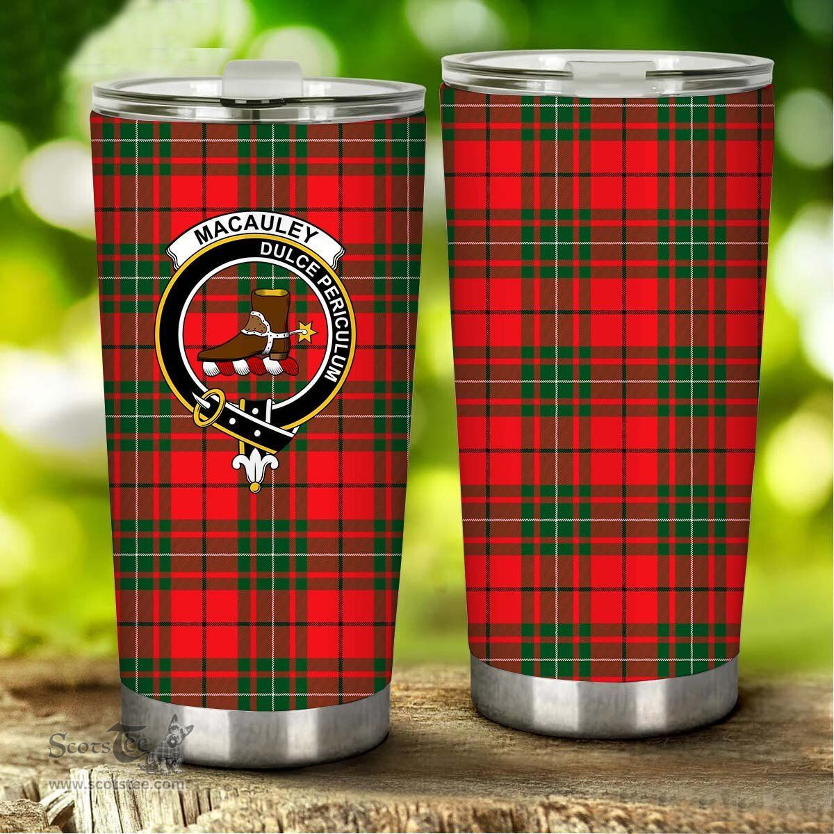Scottish MacAulay Clan Tartan Tumbler - Stainless Steel Glitter Tumbler Scottish Plaid Tartan Plaid