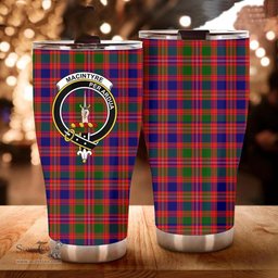 Scottish MacIntyre Clan Tartan Tumbler - Curved Glitter Tumbler Scottish Plaid Tartan Plaid