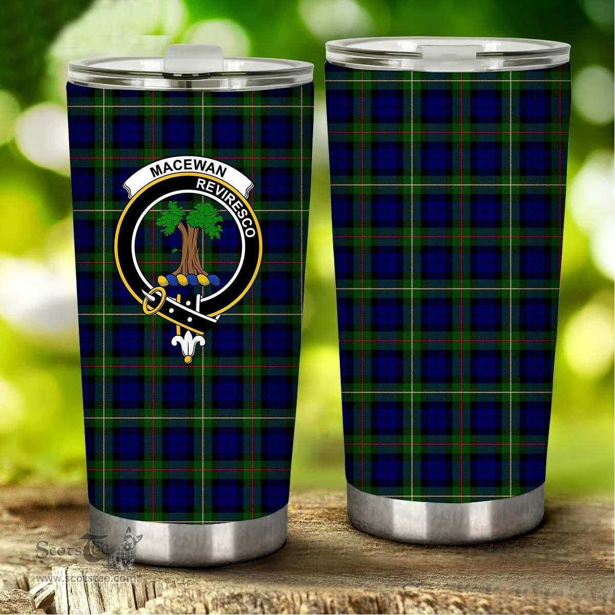 Scottish MacEwen Clan Tartan Tumbler - Stainless Steel Glitter Tumbler Scottish Plaid Tartan Plaid