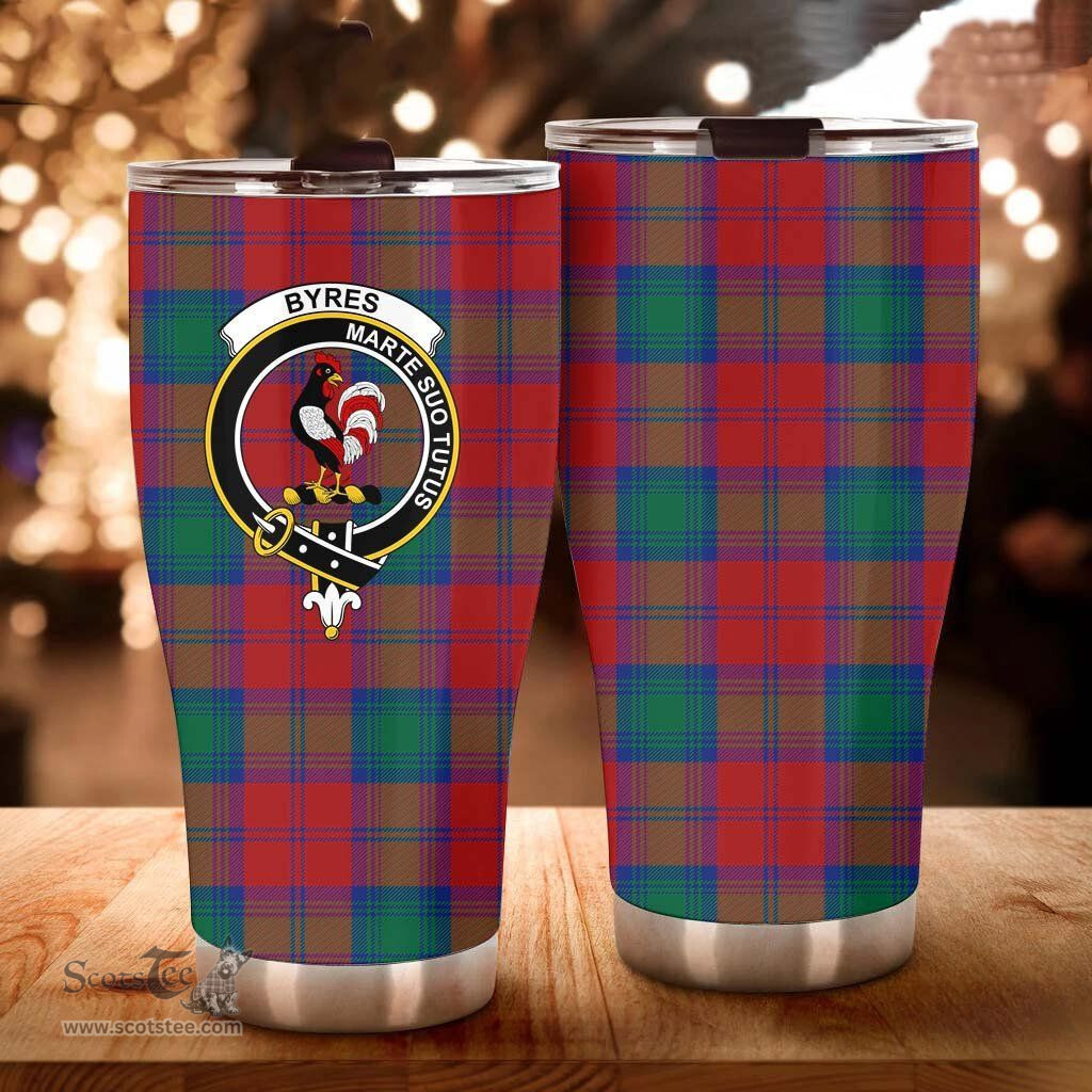 Scottish Byres Clan Tartan Tumbler - Curved Glitter Tumbler Scottish Plaid Tartan Plaid