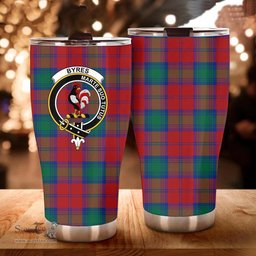 Scottish Byres Clan Tartan Tumbler - Curved Glitter Tumbler Scottish Plaid Tartan Plaid