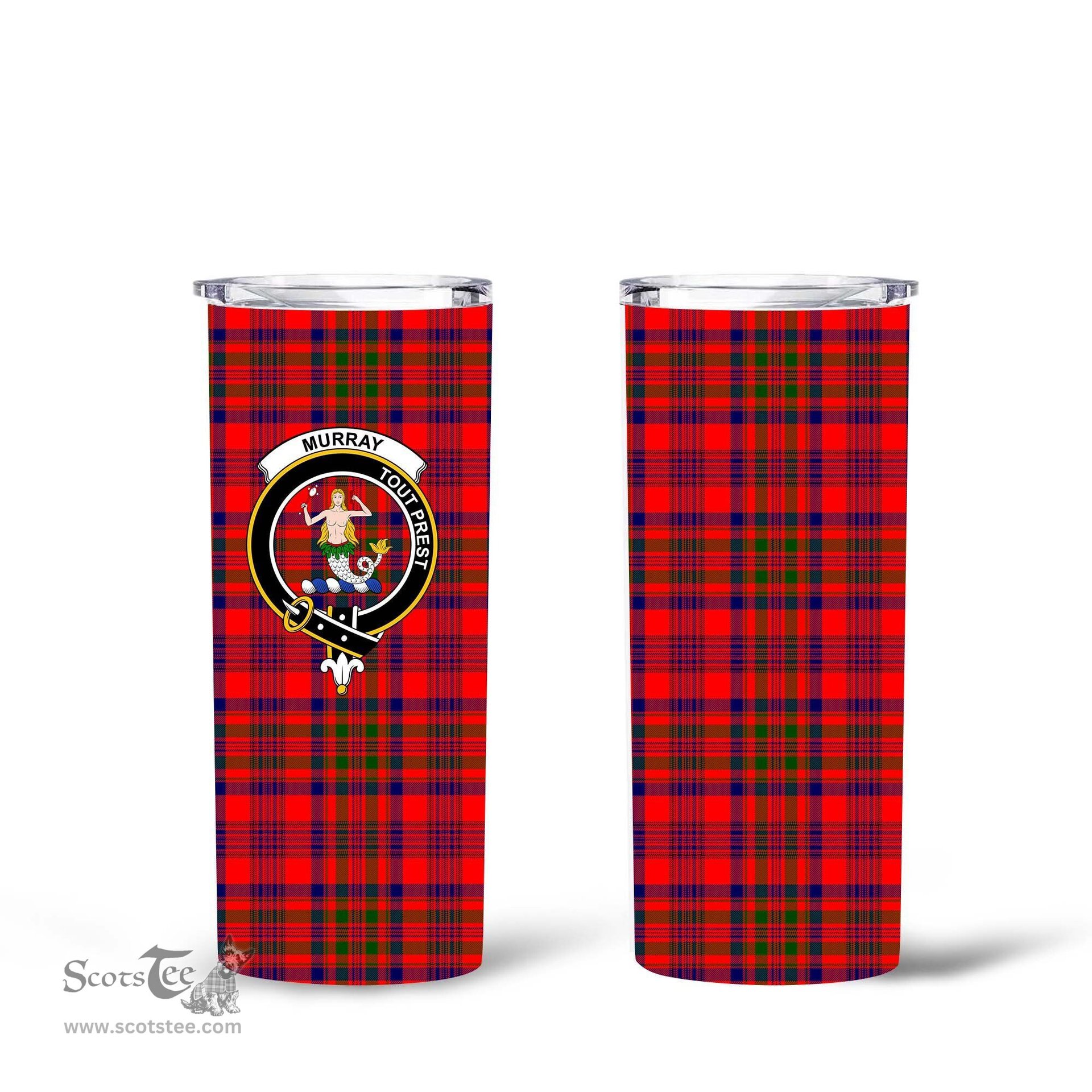 Scottish Murray (of Dysart) Clan Tartan Tumbler - Tall Glitter Tumbler Scottish Plaid Tartan Plaid
