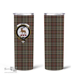 Scottish Scott Green Weathered Clan Tartan Tumbler - Tall Glitter Tumbler Scottish Plaid Tartan Plaid