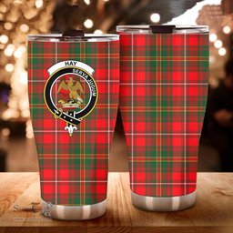 Scottish Hay Clan Tartan Tumbler - Curved Glitter Tumbler Scottish Plaid Tartan Plaid