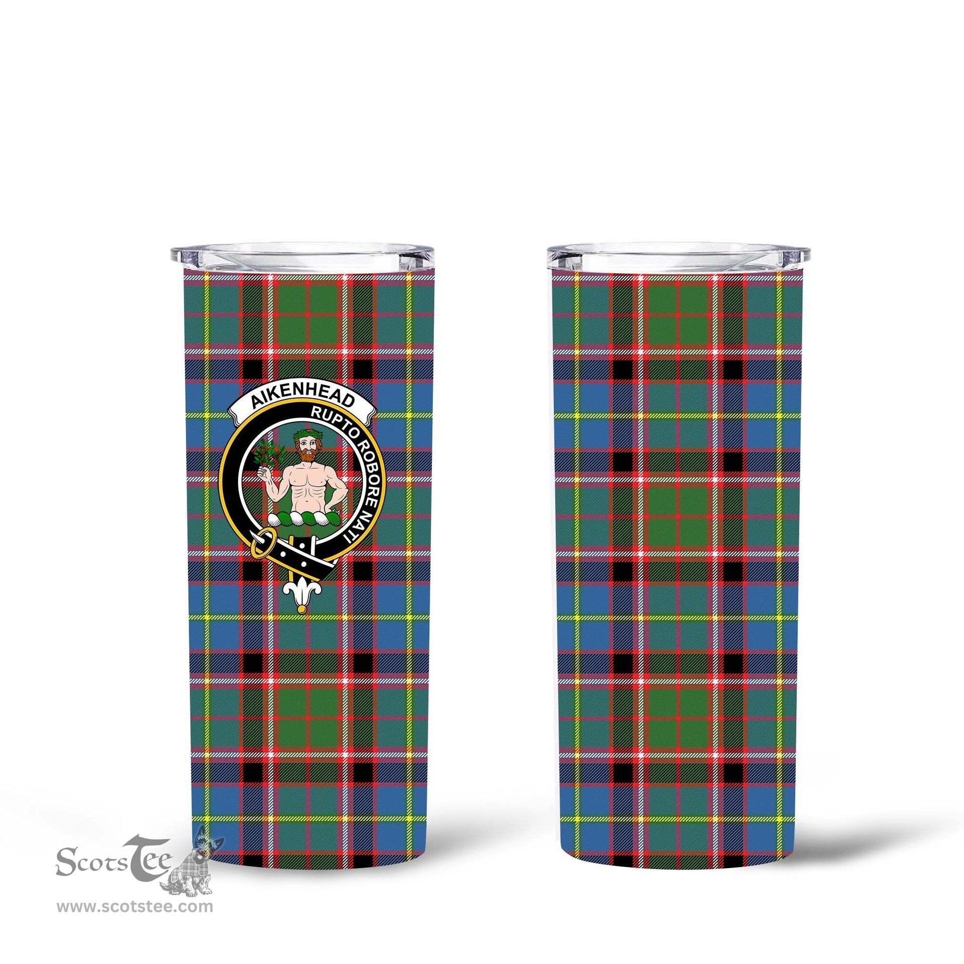 Scottish Aikenhead Clan Tartan Tumbler - Tall Glitter Tumbler Scottish Plaid Tartan Plaid