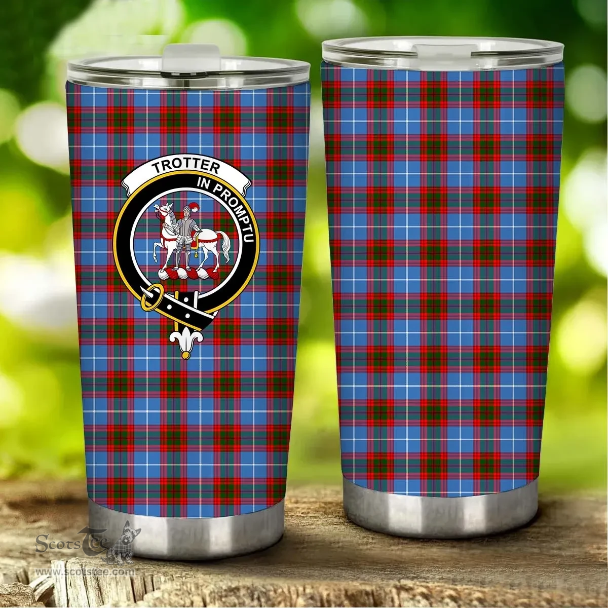 Scottish Trotter Clan Tartan Tumbler - Stainless Steel Glitter Tumbler Scottish Plaid Tartan Plaid