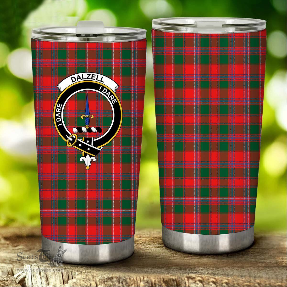Scottish Dalziell Clan Tartan Tumbler - Stainless Steel Glitter Tumbler Scottish Plaid Tartan Plaid