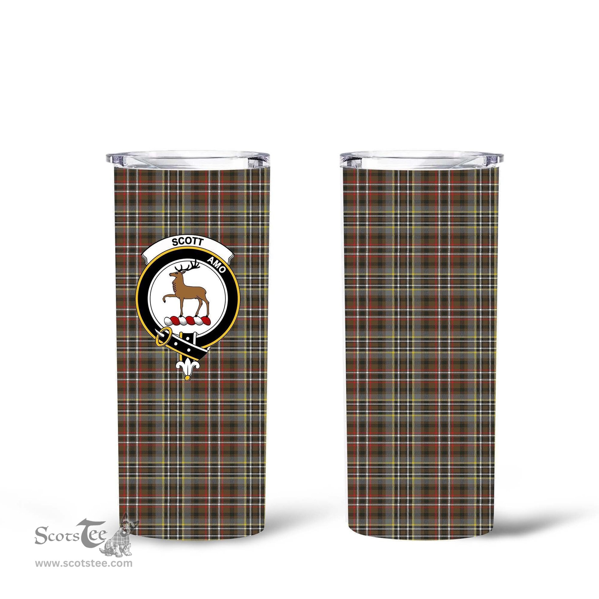 Scottish Scott Green Weathered Clan Tartan Tumbler - Tall Glitter Tumbler Scottish Plaid Tartan Plaid