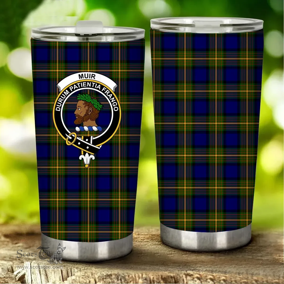 Scottish Muir Clan Tartan Tumbler - Stainless Steel Glitter Tumbler Scottish Plaid Tartan Plaid