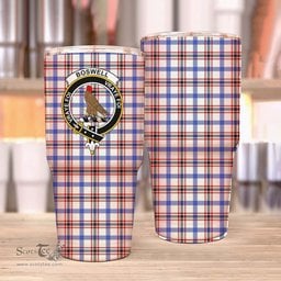 Scottish Boswell Clan Tartan Tumbler - Stainless Steel Glitter Tumbler Scottish Plaid Tartan Plaid