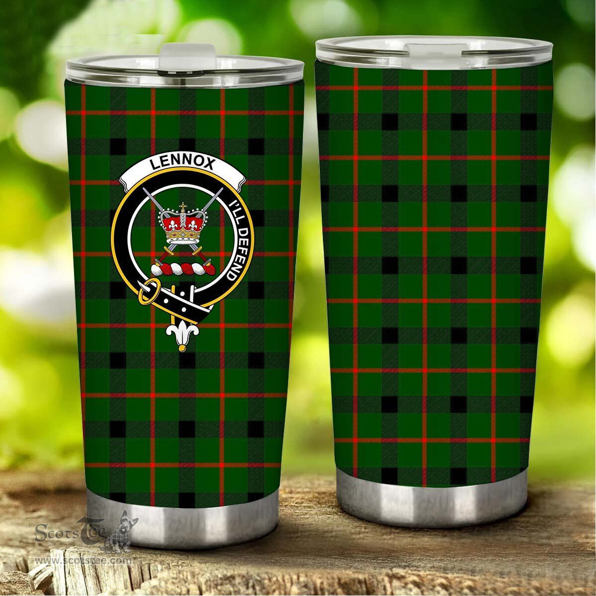 Scottish Lennox (Lennox Kincaid) Clan Tartan Tumbler - Stainless Steel Glitter Tumbler Scottish Plaid Tartan Plaid