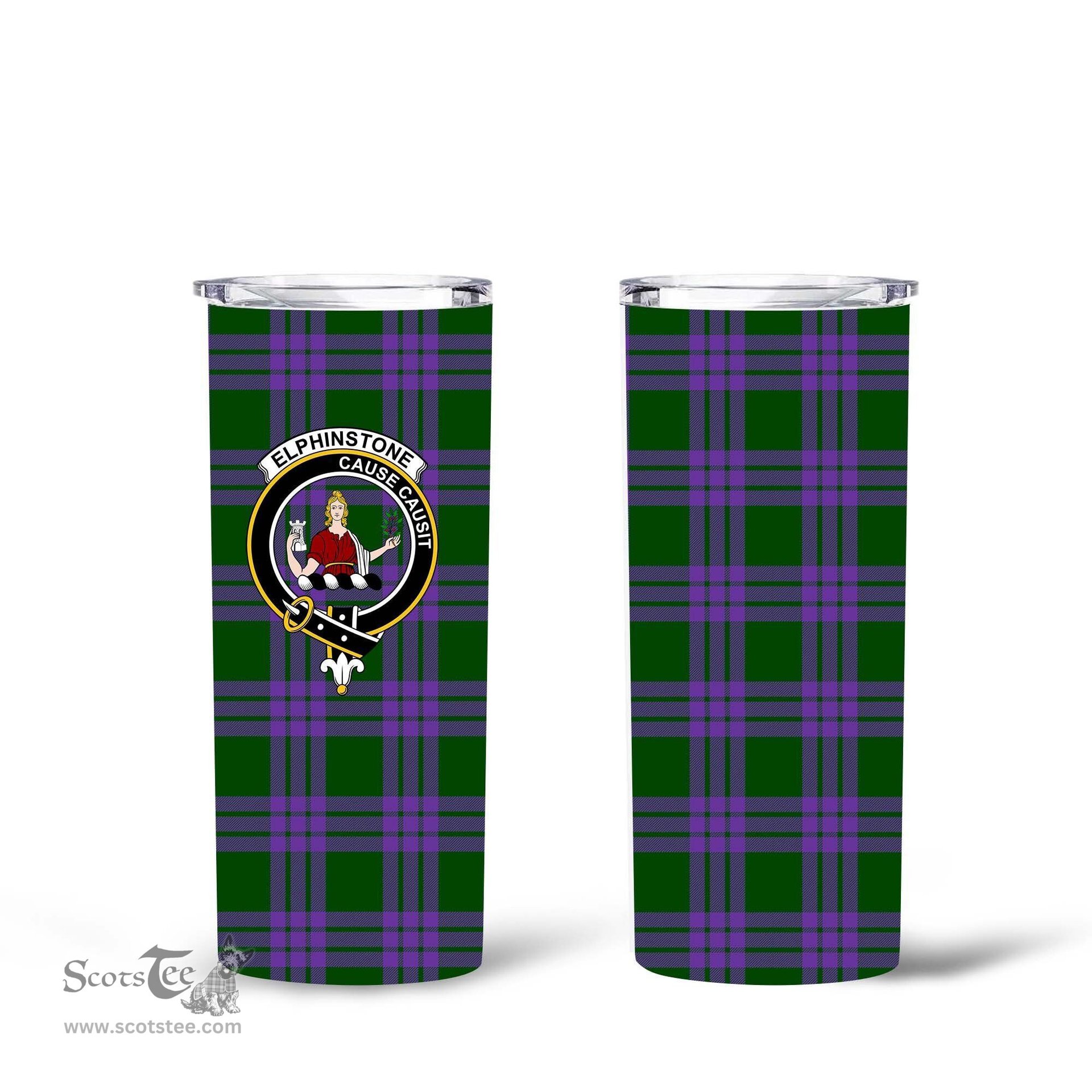 Scottish Elphinstone Clan Tartan Tumbler - Tall Glitter Tumbler Scottish Plaid Tartan Plaid