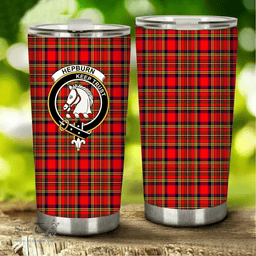Scottish Hepburn Clan Tartan Tumbler - Stainless Steel Glitter Tumbler Scottish Plaid Tartan Plaid