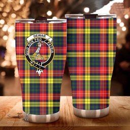 Scottish Dewar Clan Tartan Tumbler - Curved Glitter Tumbler Scottish Plaid Tartan Plaid