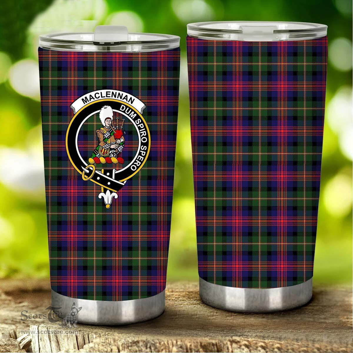 Scottish MacLennan Clan Tartan Tumbler - Stainless Steel Glitter Tumbler Scottish Plaid Tartan Plaid