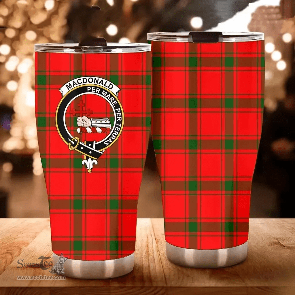 Scottish MacDonald (of Sleat) Clan Tartan Tumbler - Curved Glitter Tumbler Scottish Plaid Tartan Plaid
