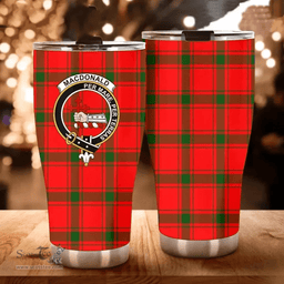 Scottish MacDonald (of Sleat) Clan Tartan Tumbler - Curved Glitter Tumbler Scottish Plaid Tartan Plaid