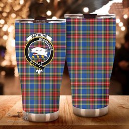 Scottish Bethune Clan Tartan Tumbler - Curved Glitter Tumbler Scottish Plaid Tartan Plaid