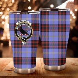 Scottish Rutherford Clan Tartan Tumbler - Curved Glitter Tumbler Scottish Plaid Tartan Plaid