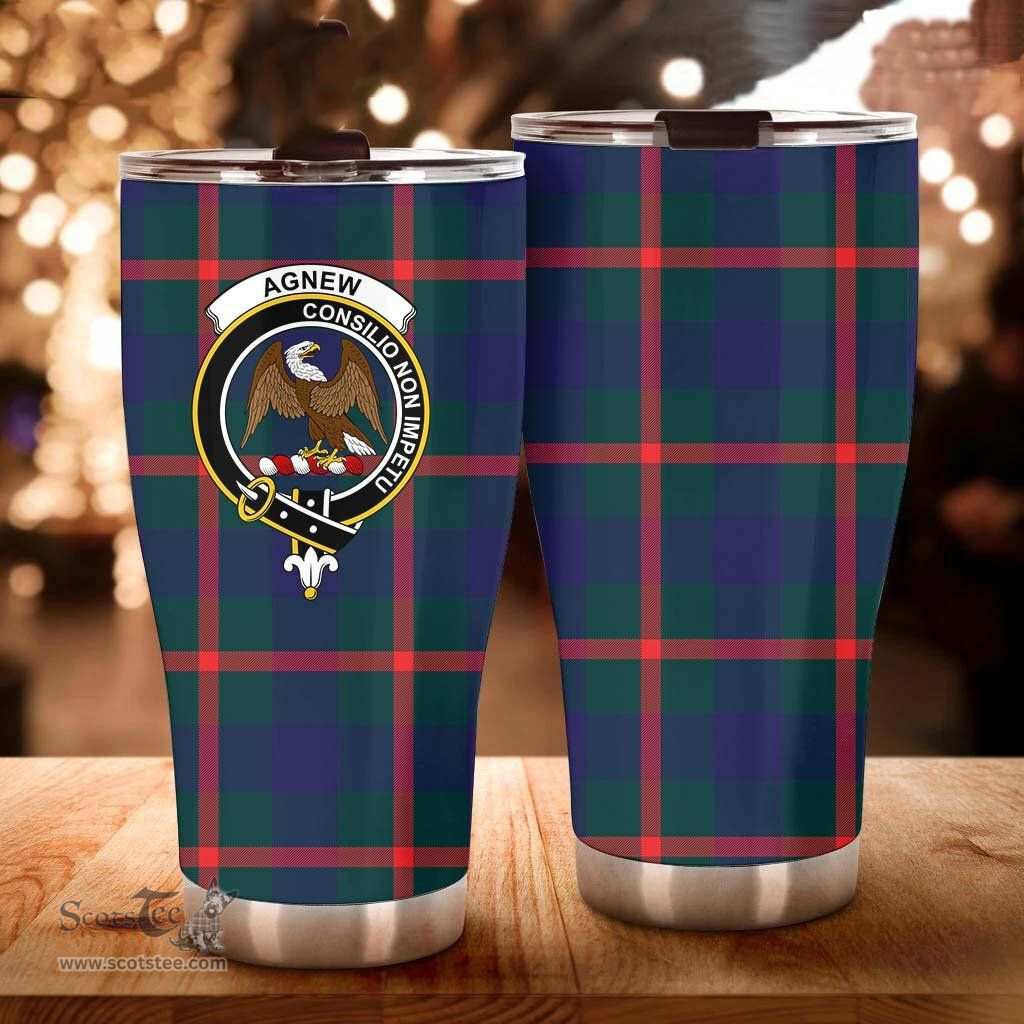 Scottish Agnew Clan Tartan Tumbler - Curved Glitter Tumbler Scottish Plaid Tartan Plaid