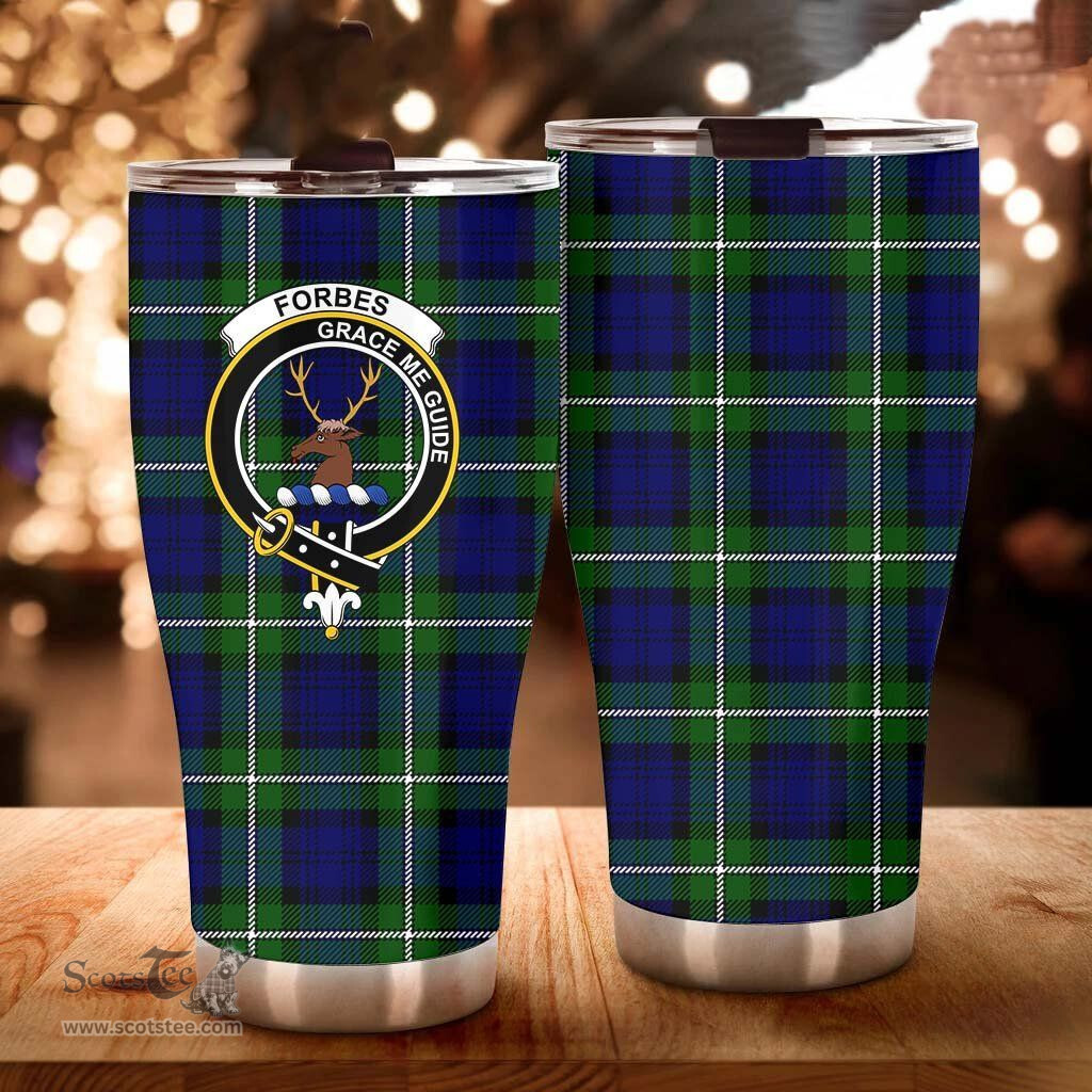 Scottish Forbes Clan Tartan Tumbler - Curved Glitter Tumbler Scottish Plaid Tartan Plaid