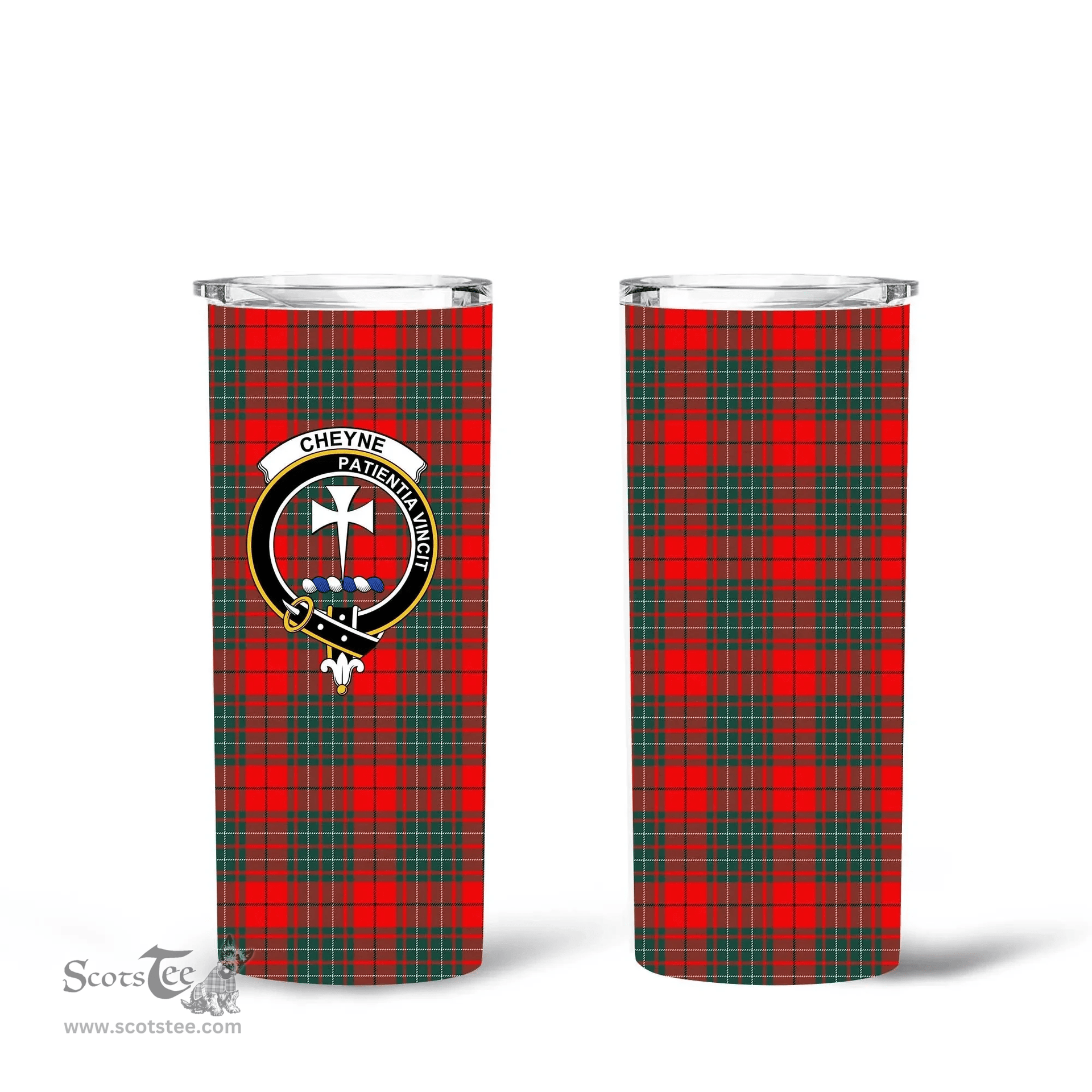 Scottish Cheyne Clan Tartan Tumbler - Tall Glitter Tumbler Scottish Plaid Tartan Plaid