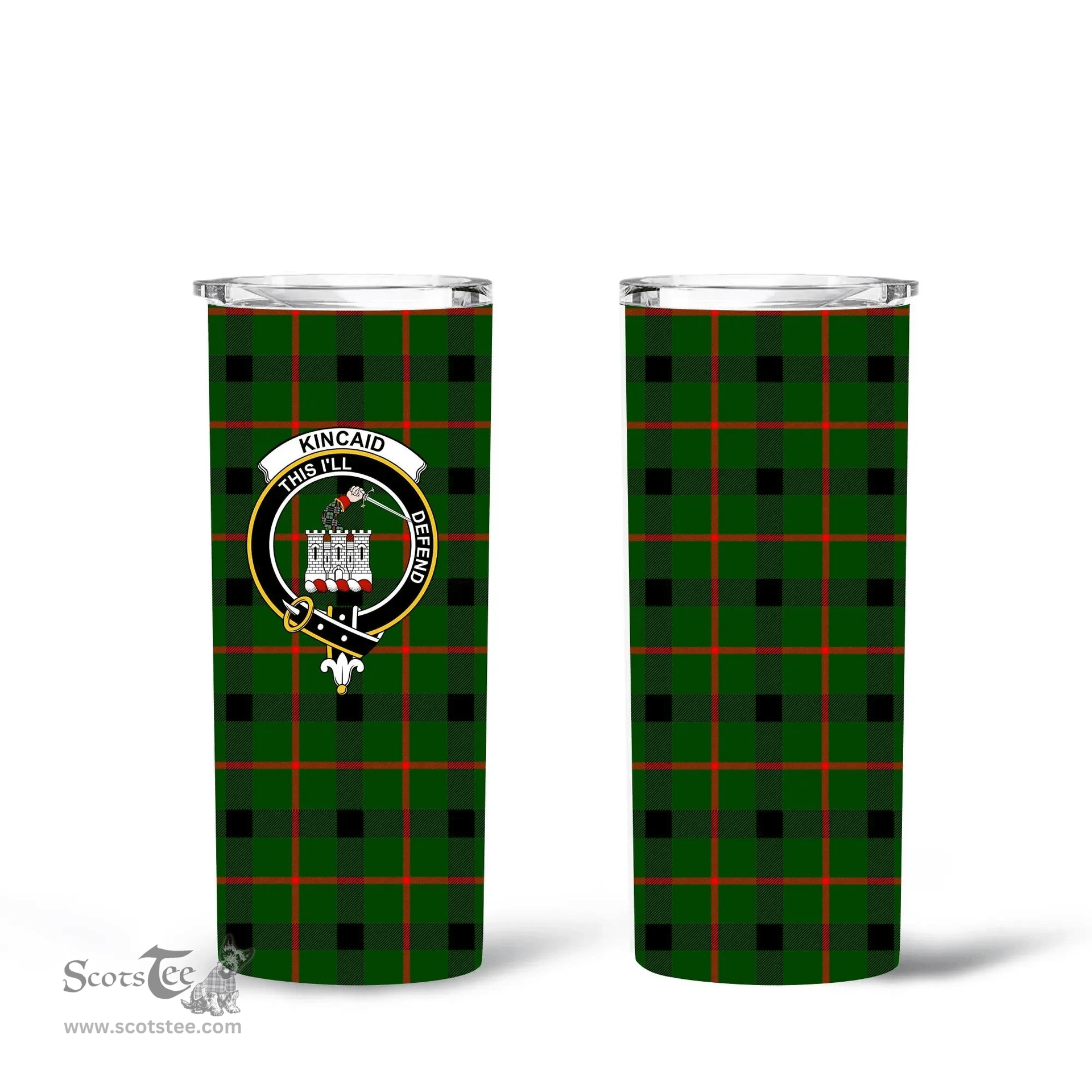 Scottish Kincaid Clan Tartan Tumbler - Tall Glitter Tumbler Scottish Plaid Tartan Plaid
