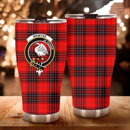 Scottish Wemyss Clan Tartan Tumbler - Curved Glitter Tumbler Scottish Plaid Tartan Plaid