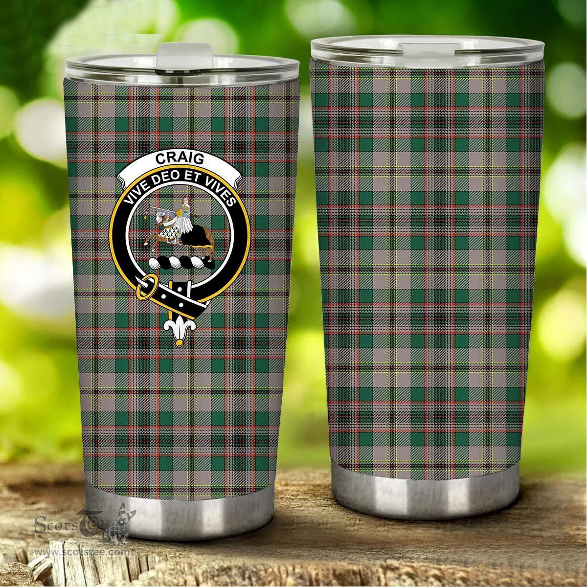 Scottish Craig Ancient Clan Tartan Tumbler - Stainless Steel Glitter Tumbler Scottish Plaid Tartan Plaid