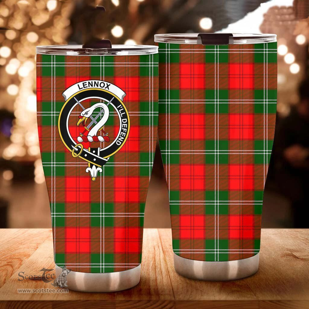 Scottish Lennox Clan Tartan Tumbler - Curved Glitter Tumbler Scottish Plaid Tartan Plaid