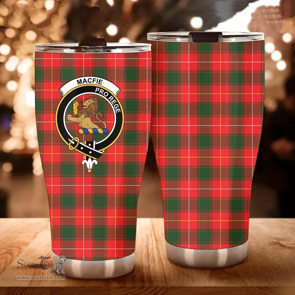 Scottish MacFie (of Dreghorn) Clan Tartan Tumbler - Curved Glitter Tumbler Scottish Plaid Tartan Plaid