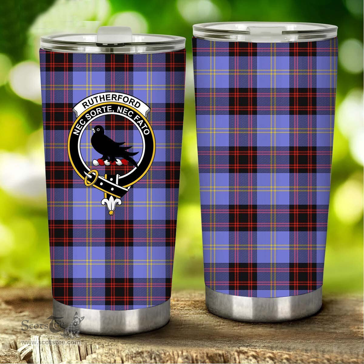 Scottish Rutherford Clan Tartan Tumbler - Stainless Steel Glitter Tumbler Scottish Plaid Tartan Plaid