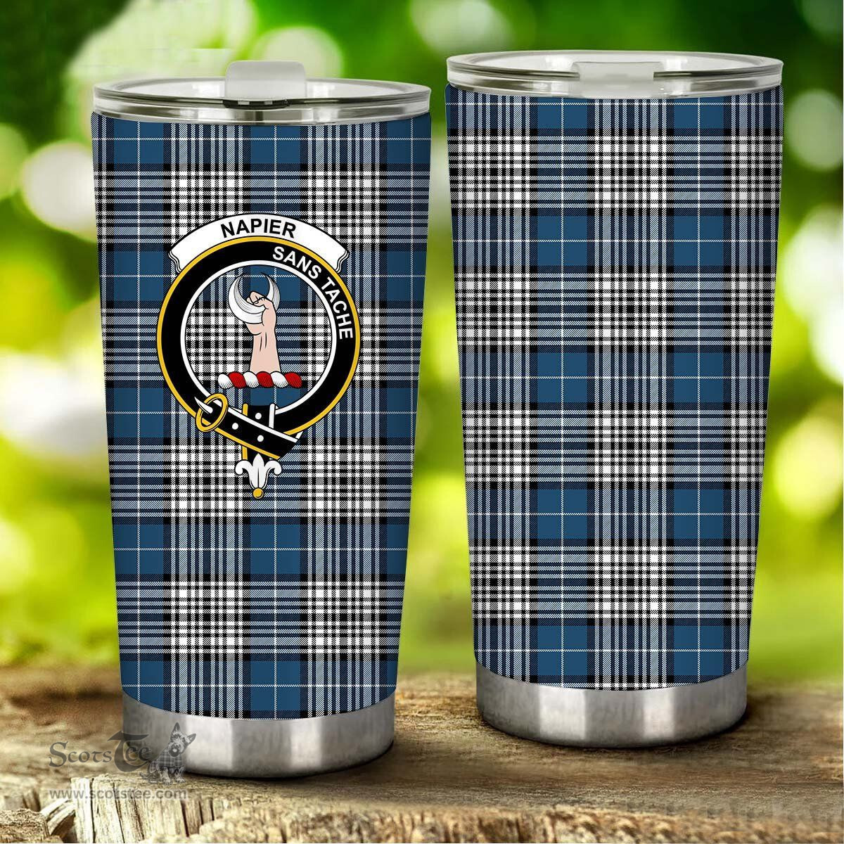 Scottish Napier Clan Tartan Tumbler - Stainless Steel Glitter Tumbler Scottish Plaid Tartan Plaid