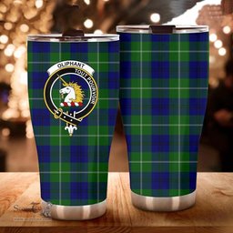 Scottish Oliphant Clan Tartan Tumbler - Curved Glitter Tumbler Scottish Plaid Tartan Plaid