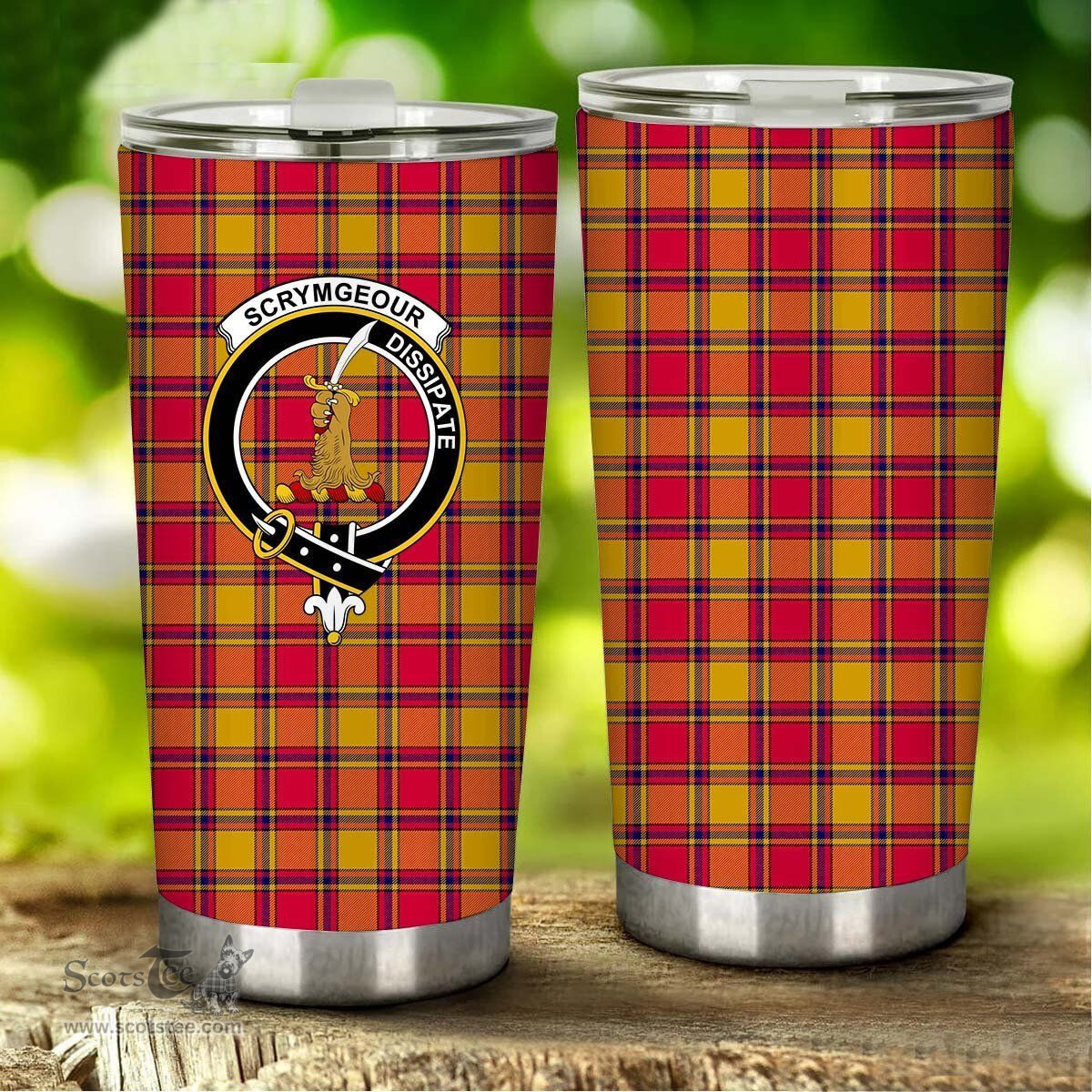 Scottish Scrymgeour Clan Tartan Tumbler - Stainless Steel Glitter Tumbler Scottish Plaid Tartan Plaid