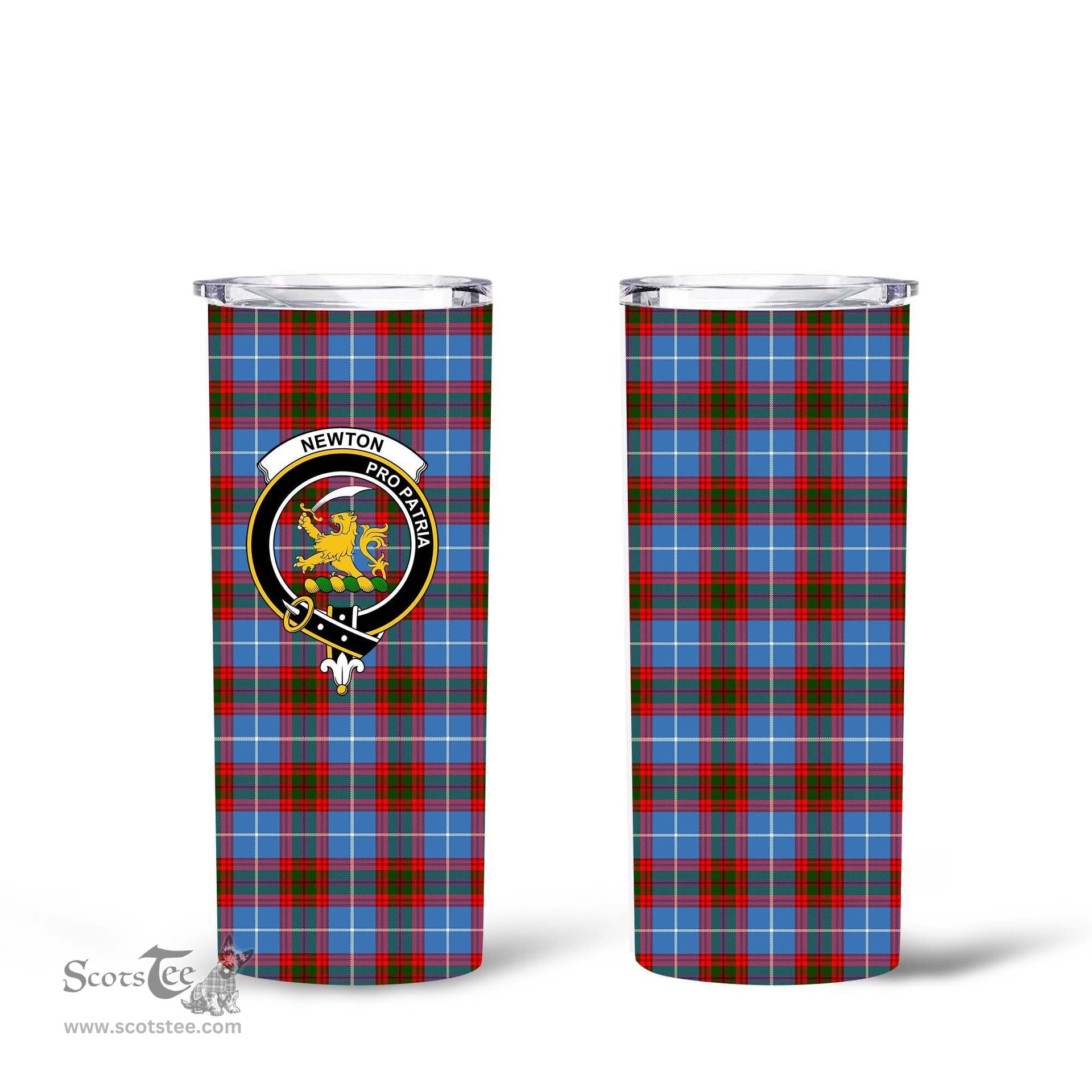 Scottish Newton Clan Tartan Tumbler - Tall Glitter Tumbler Scottish Plaid Tartan Plaid
