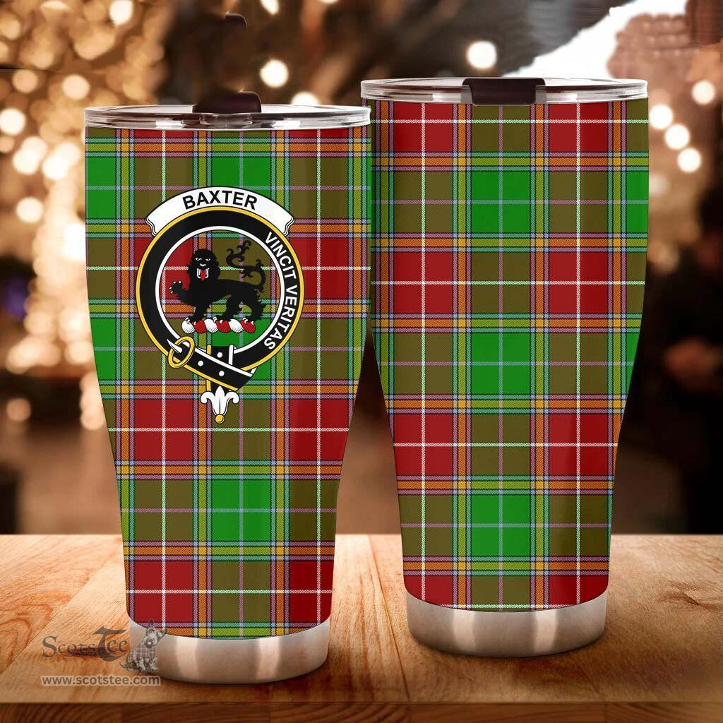 Scottish Baxter Clan Tartan Tumbler - Curved Glitter Tumbler Scottish Plaid Tartan Plaid